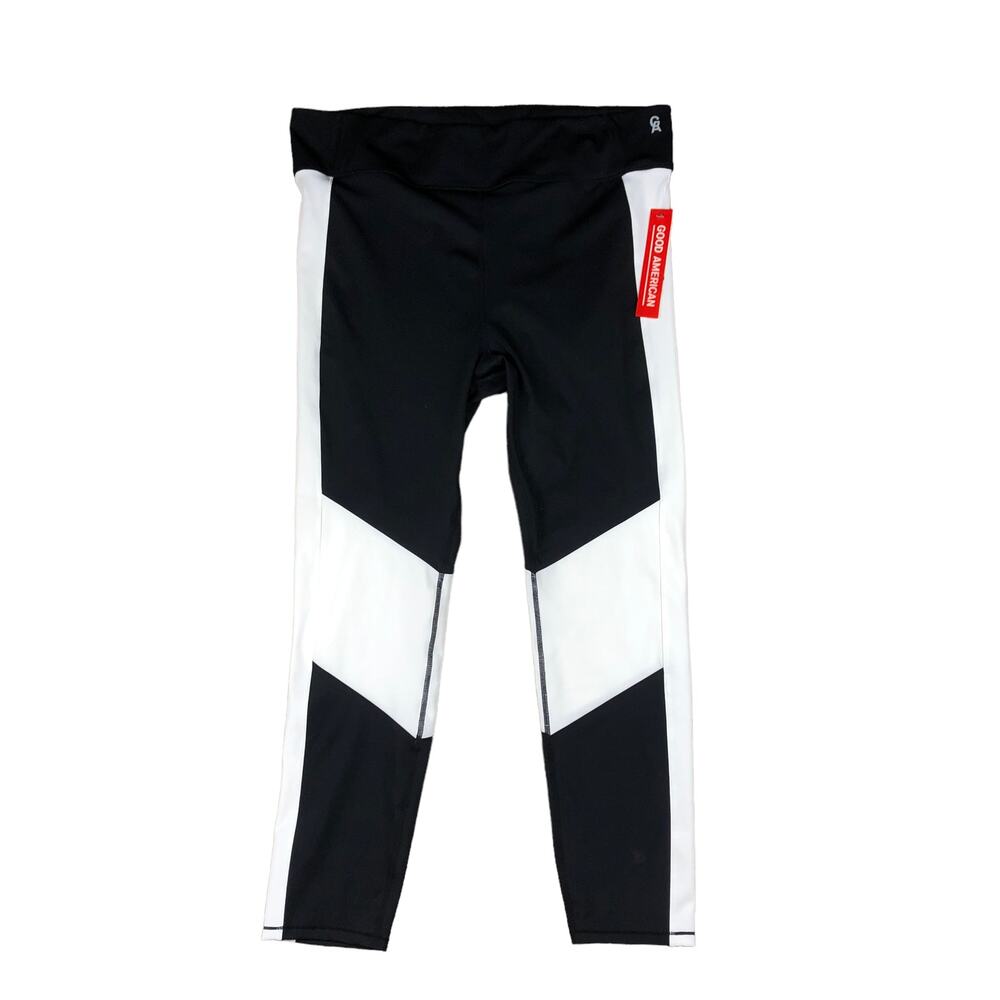 GOOD‎ AMERICAN Black White Colorblock Pull On Workout Leggings 3XL (GA6) NWT